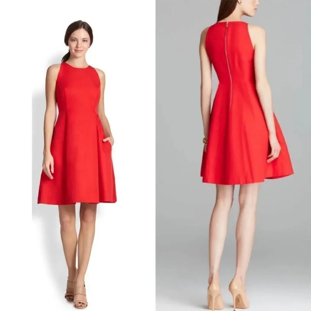 Kate Spade Red Sleeveless Midi A-Line Dress